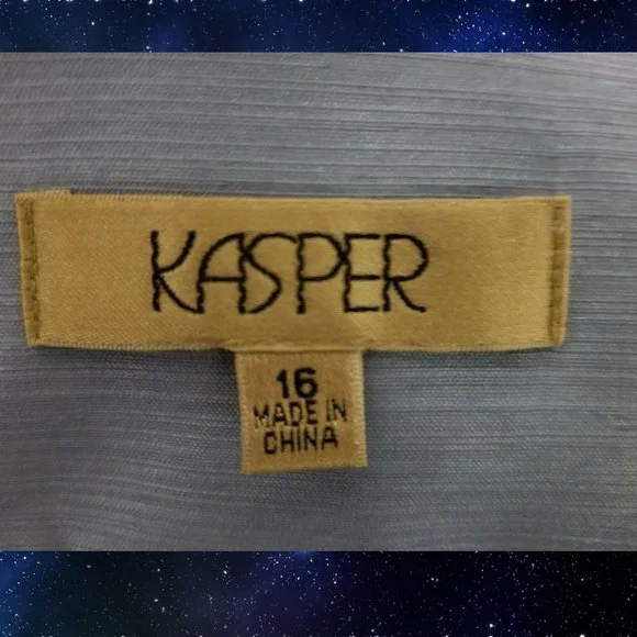 Vintage Silver Blue Pearl Kasper Suit Jacket Skirt Set Size 16 - Picture 5 of 5